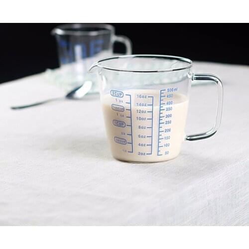1Pcs Heat-Resistant Glass Measuring Cup Jigger For Espresso Coffee Double-Mouthed Ounce Cup 500ml Small Milk Cup With Scale