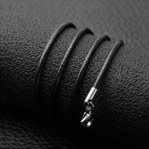 Fashion black wax rope necklace wild simple necklace titanium steel wax rope jewelry hot sale