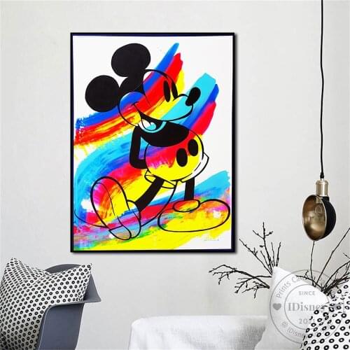 Disney Mickey Mouse Fashion Poster Watercolor Canvas Painting Prints On the Wall Art Pictures for Room Home Wall Decor Frameless