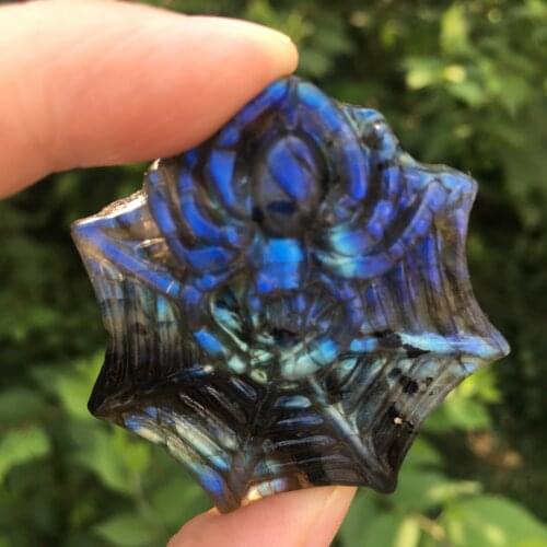 Natural Labradorite spider Moonstone Quartz Araneid Healing Crystals Gifts Reiki Ornament For Jewelry DIY Making