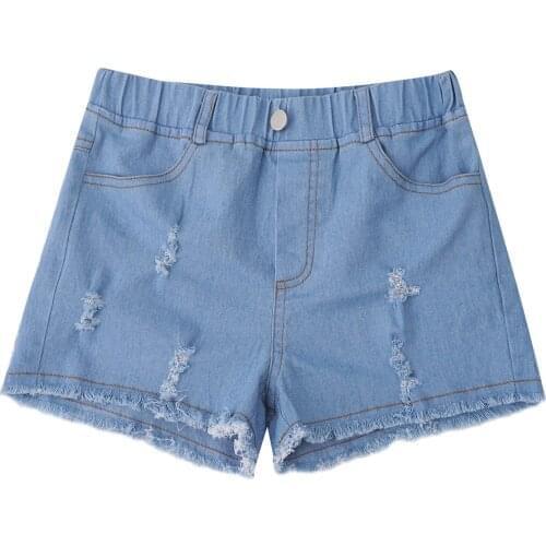 2021 New Summer Kids Denim Shorts For Girls Fashion Ripped Jean Shorts For Teenage Girls Clothing Children Pants 4-14 Years