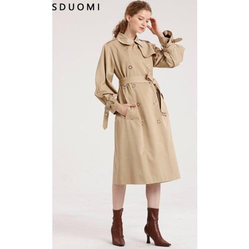 2021 spring and autumn new coat high-end Khaki British medium long windbreaker coat women