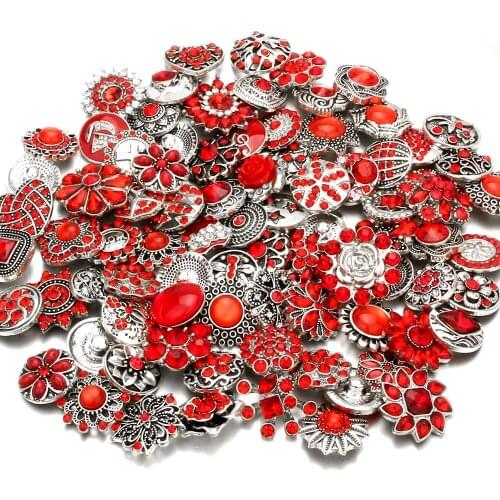 20PC/lot New Snap Jewelry Mixed Rhinestone Metal Snap Buttons Fit 18mm Snap Bracelet Bangle Earrings Necklaces for Women Jewelry