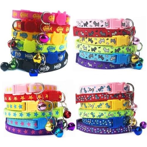 60 pcs Puppy Halsbandjes Luxury Cat Collars Collar Gato Collar Pet Collar For Cats Collar With Bell Adjustable Buckle Puppy Cat
