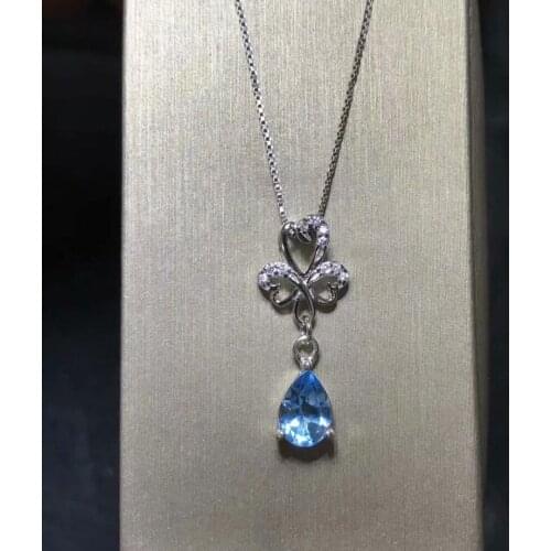 Natural Topstone necklace pendant 925 pure silver inlaid fashion style envelope