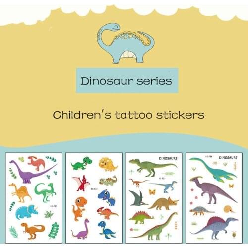DIY Water Transfer Cartoon Dinosaur Makeup Temporary Tattoo Sticker Cute Fake Tatoo Gifts Waterproof Small Body Art for Children