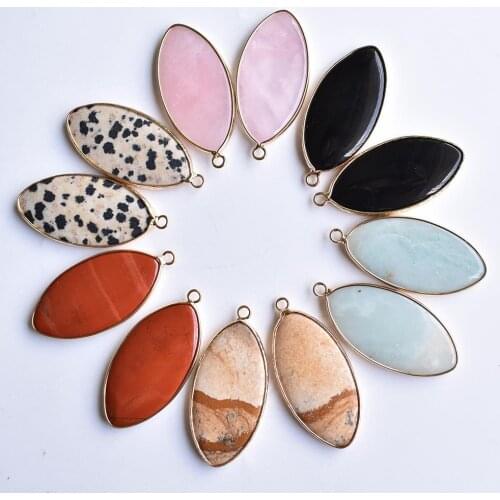 Natural stone horse eye shape pendant charm for necklace earring Accessories jewelry making wholesale 8pcs/lot free shipping