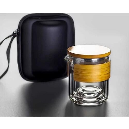Portable Glass Teaware Sets Travel Tea Water Bottle Drinking With Bag Outdoor Glass Tea Water Cup Tea Filter Strainer