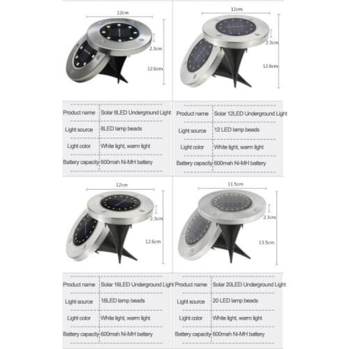 20 LEDs Solar Garden Lights Solar Powered Buried Lamp Outdoor Waterproof LED Landscape Lighting Pathway Yard Lawn Garden Decor