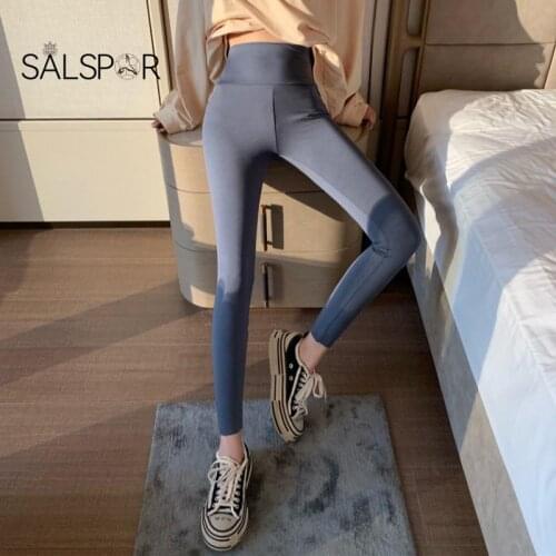 SALSPOR Sexy Warm Thick Leggings Women High Waist Fleece Leggins Sports Yoga Pants Slim Stretch Girl Pants Female Black Leggings