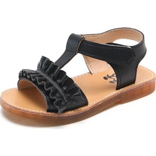 Comfy Kids Summer Girl New Fashion Flower Leather Soft Sole Beach Sandal Toddler Floral Hook Loop Casual Shoes