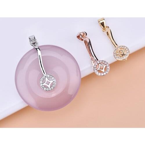 925 sterling silver copper coin pendant buckle jadeite wax pin jade pendant safety buckle handmade DIY pendant accessories