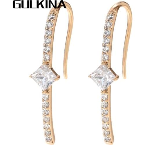 Gulkina Hot Natural Zircon Drop Earrings Fashion Jewelry 2021 Earrings For Women 585 Rose Gold Wedding Jewelry
