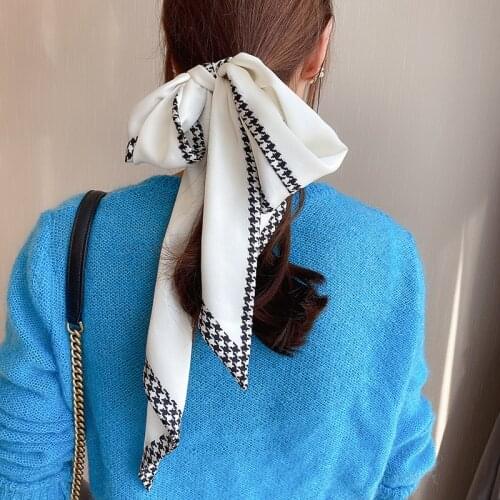 150x13cm ins Silk Scarf Ribbon Hair band French Retro Shawl Printing Scarf Striped headdress Hair band