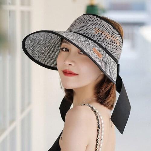 Sun Hat Korean Summer New Embroidered Maple Leaf Top Hat Female Big Edge Sunshade Straw Hat Outdoor Sunscreen Folding