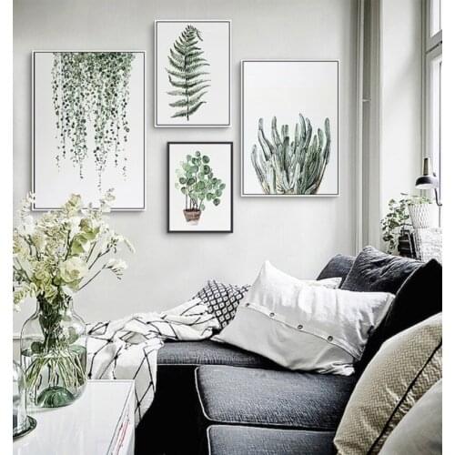 Nordic Canvas Poster Printed Picture Green And Dark Collection Living Room Wall Decor