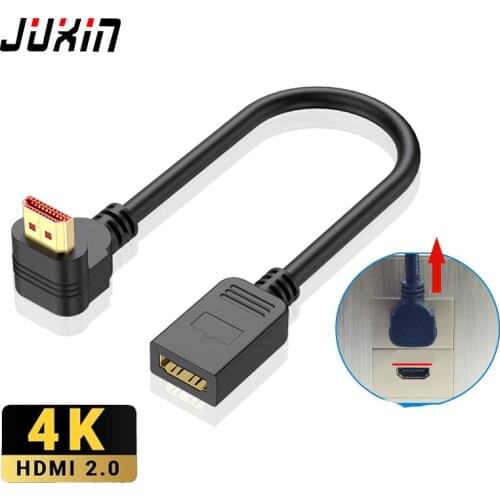 HDcable 90 degree Angle HDMI compatible Male to Female Extension Cable Panel Mount Support 4K 60Hz Resolution for Blu Ray Player