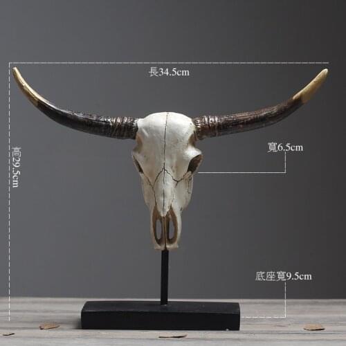 European Retro Cow Skull Vintage Horn Home Decoration Accessories Modern for Living Room Dinosaur Party Antique Home Decor