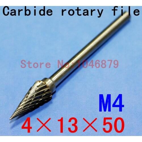 10 / box. Head: 4mm. Shank Diameter: 3mm. Carbide burrs, Carbide, Carbide rotary burrs, deburring tools. M4 * 13 * 50