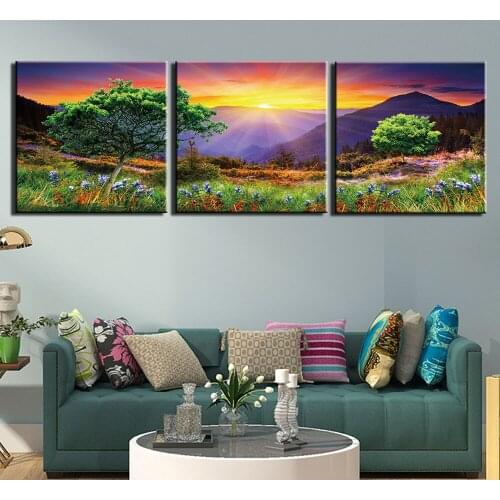 3 Panels Canvas Art Painting Print Modern scenery Pictures Art Gallery Wrapped for Bedroom Wall Decor