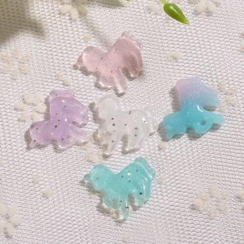 5pcs Mixed Glitter unicorn flatback resin cabochon For DIY Phone Deco and Scrapbook Embellishment 20*20MM
