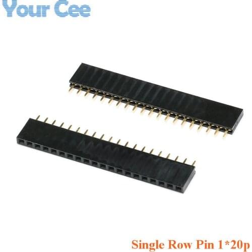 50 pcs 20P 20pin Female Single Row Straight Pin Header Pitch 2.54mm Socket Connector New 1*20 Pin Needle Strip