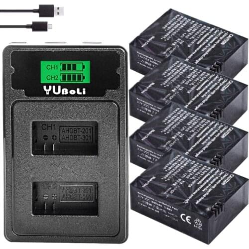 High capacity bateria hero 3 gopro hero3 battery + TYPE-C USB charger+battery case for GoPro go pro Hero 3 3+ camera accessories