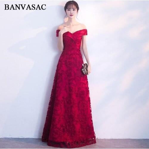 BANVASAC 2018 A Line V Neck Lace Embroidery Long Evening Dresses Elegant Short Sleeve Backless Party Prom Gowns