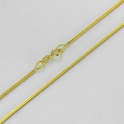 Pure 18K Multi-Tone Gold Necklace Classic 1mm Wheat Link Chain Necklace