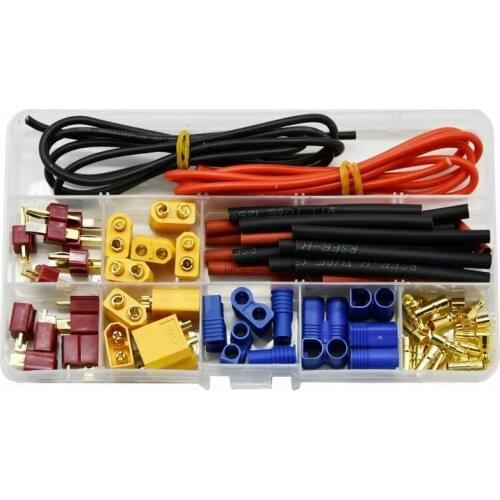 Deans T Plug EC3 50PCS XT60 Male / Female Connector+ 12AWG Silicone Wire +20PCS Heat Shrink Tubes for RC Lipo Battery