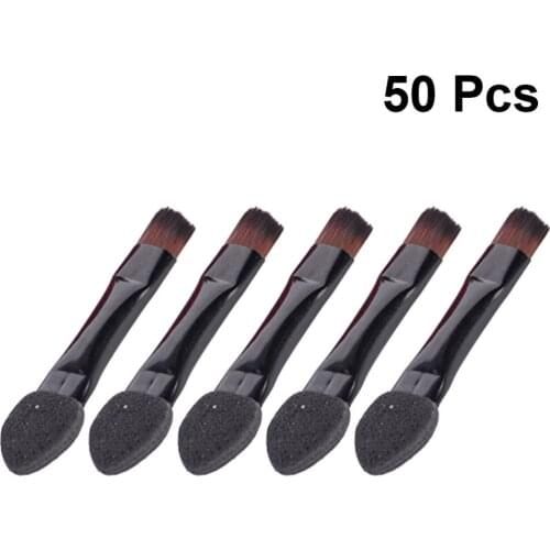 50pcs Double Sided Eye Shadow Sponge Applicator Portable Eye Shadow Brush Makeup Tool for Girls (Black)