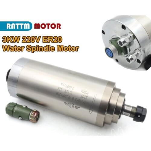 【EU Free Ship】3KW Water Cooling Spindle Motor ER20 220V 24000rpm 100x220mm for CNC Milling Engraving Drilling Router Machine