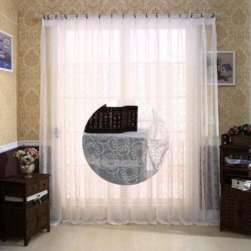 European White Embroidered Voile Curtains Bedroom Sheer Curtains for Living Room Tulle Window Curtains/Panels Window Screening