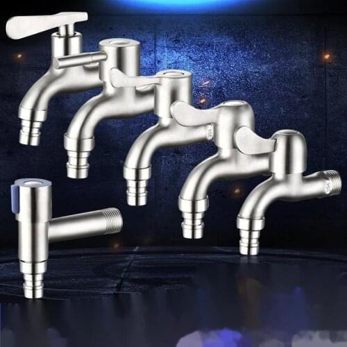 G1/2” 304 Stainless Steel Wall-mounted Single Cold Washing Machine Manual Garden Bathroom Toilet Faucet Taps Water The Kitchen