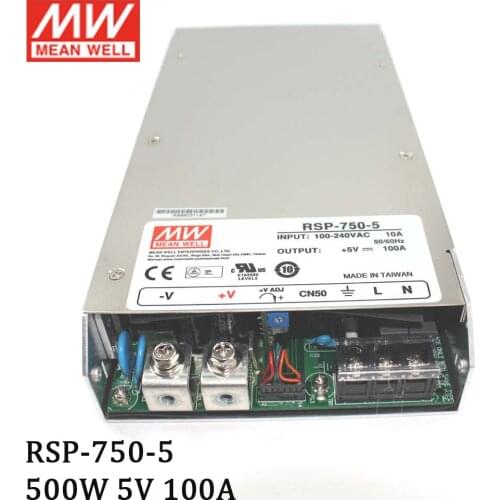 RSP-750-5 MEAN WELL Switching Power Supply 110V/220V AC to 5V DC 100A 500W Meanwell Transformer PFC programmable power supply