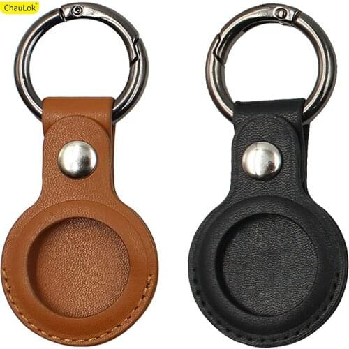 Leather Protective Case for AirTag Cover with Anti-Lost Keychain Scratch Resistant AirTag Cases for Apple Tracker Device Finder