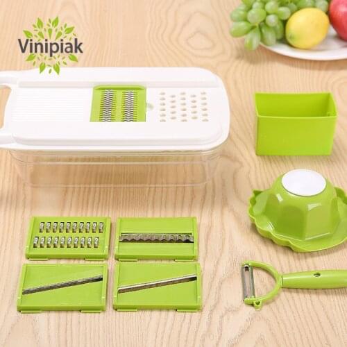 Multifunctional Mandoline Manual Replaceable Blade Slicer Vegetable Graters Food Storage Container Free Gift Peeler