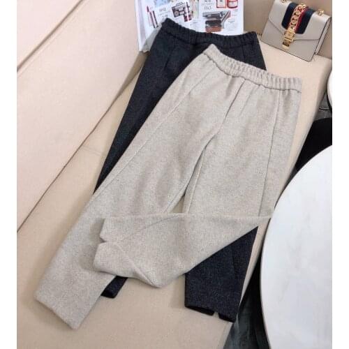 Fashion 2021 New Ladies Loose High Waist Wool Harem Pants 1229