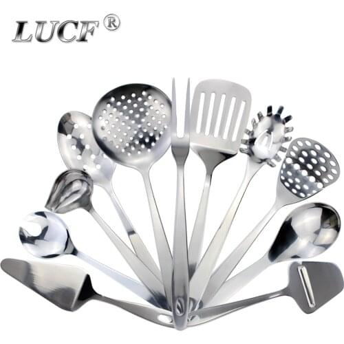 LUCF Stainless Steel Powerful Kitchenware Ladle/Turner/Rice spoon/Skimmer/Spatula/Masher salad cooking baking utensils for home