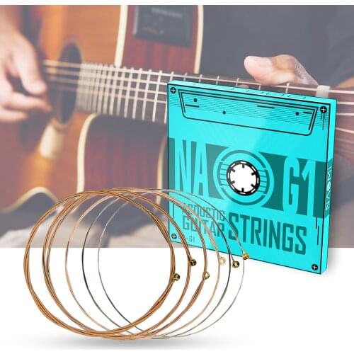 6-Piece Acoustic Guitar Strings Set with Hexagonal Steel Core Phosphor Bronze Wire Winding Harder Tension