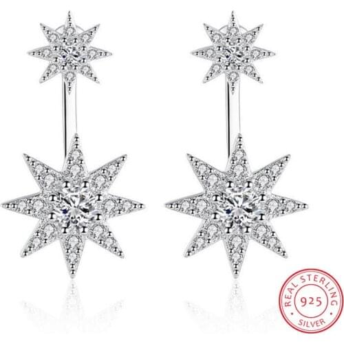 Newest Fashion 925 Sterling Silver Sparkling Crystal Zirconia Starlight Piercing Stud Earrings For Women Brincos Wedding Gift