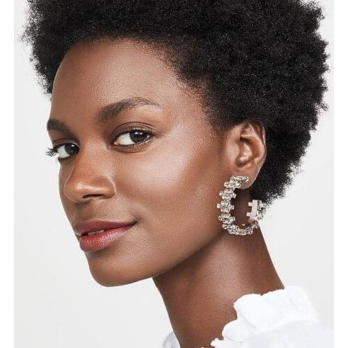 New Arrival Shiny Rhinestone Gems Women Hoop Earrings Jewelry Trendy Maxi Girls' Big Circle Collection Earrings Accessories