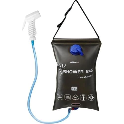 Portable Water Bag 15L Outdoor Camping Hiking Solar Shower Bag Heating Bath Camping Shower Nozzle Can be Switched