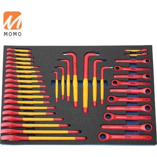 Directly sell 37pcs BOOHER VDE 1000V insulated open end wrench, ratchet wrench and hex keys set with 600*400mm Tray