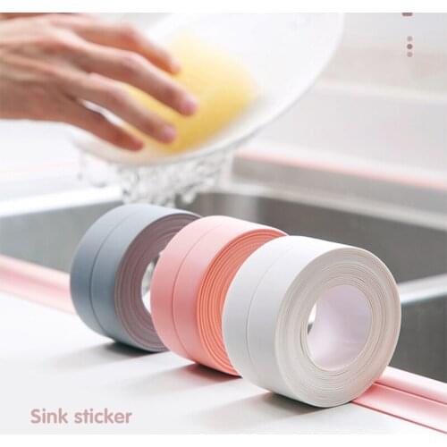 PVC Waterproof Wall Sticker Self Adhesive Sink Stove Crack Strip Kitchen Bathroom Bathtub Corner Sealant Tape Waterproof