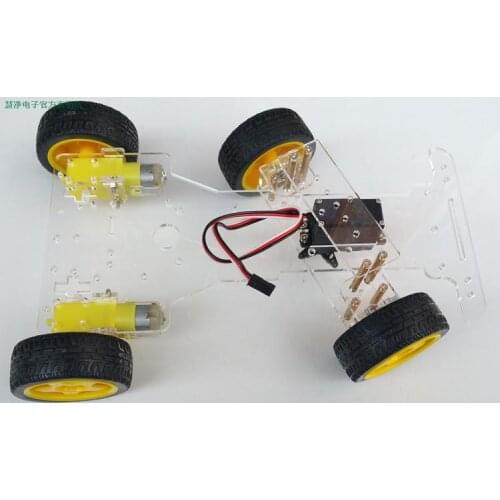 Robot Steering Engine Car Chassis 4 Wheel 2 Motor For Arduino DIY RC Toy Kit With Servo Remote Control