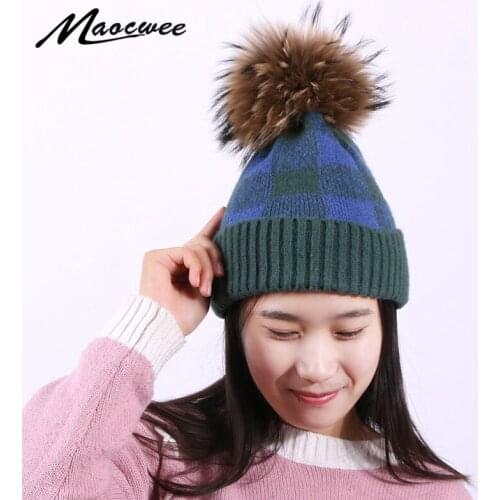 Pompon Hat Skullies Womens hat Beanie Hat knit Autumn And Winter Warm hats Splicing Color Block unisex caps Outdoor Fashion