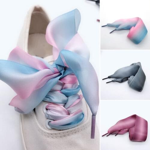 New Arrival 4cm Wide Gradient Shoelace Flat Canvas Shoes Laces Fashion Personality Unisex Shoe Laces 1 Pair High Quality
