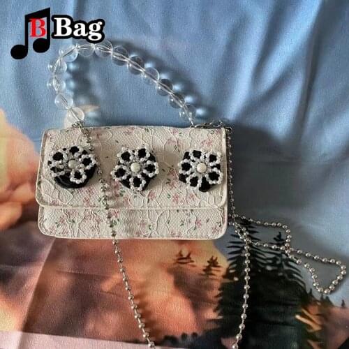 Women Girl Handmade Rose Beads Shoulder Bags Fashion leisure Messenger Bag Handbags Broken flower Crossbody bag tote