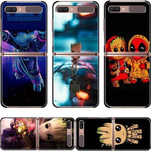 Marvel Super Hero Avengers Groot For Samsung Galaxy Z Flip 3 5G Black Mobile Shockproof Hard Capa Fundas Phone Case